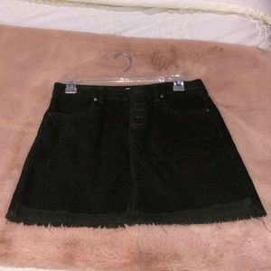 Green Corduroy Button - Up Skirt